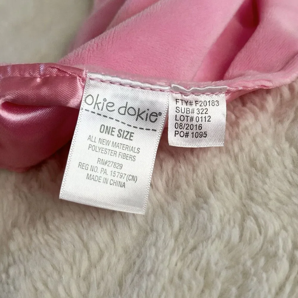 Okie Dokie Elephant Hugs 14” Lovey Rattle Pink Teal Security Blanket Baby Soft